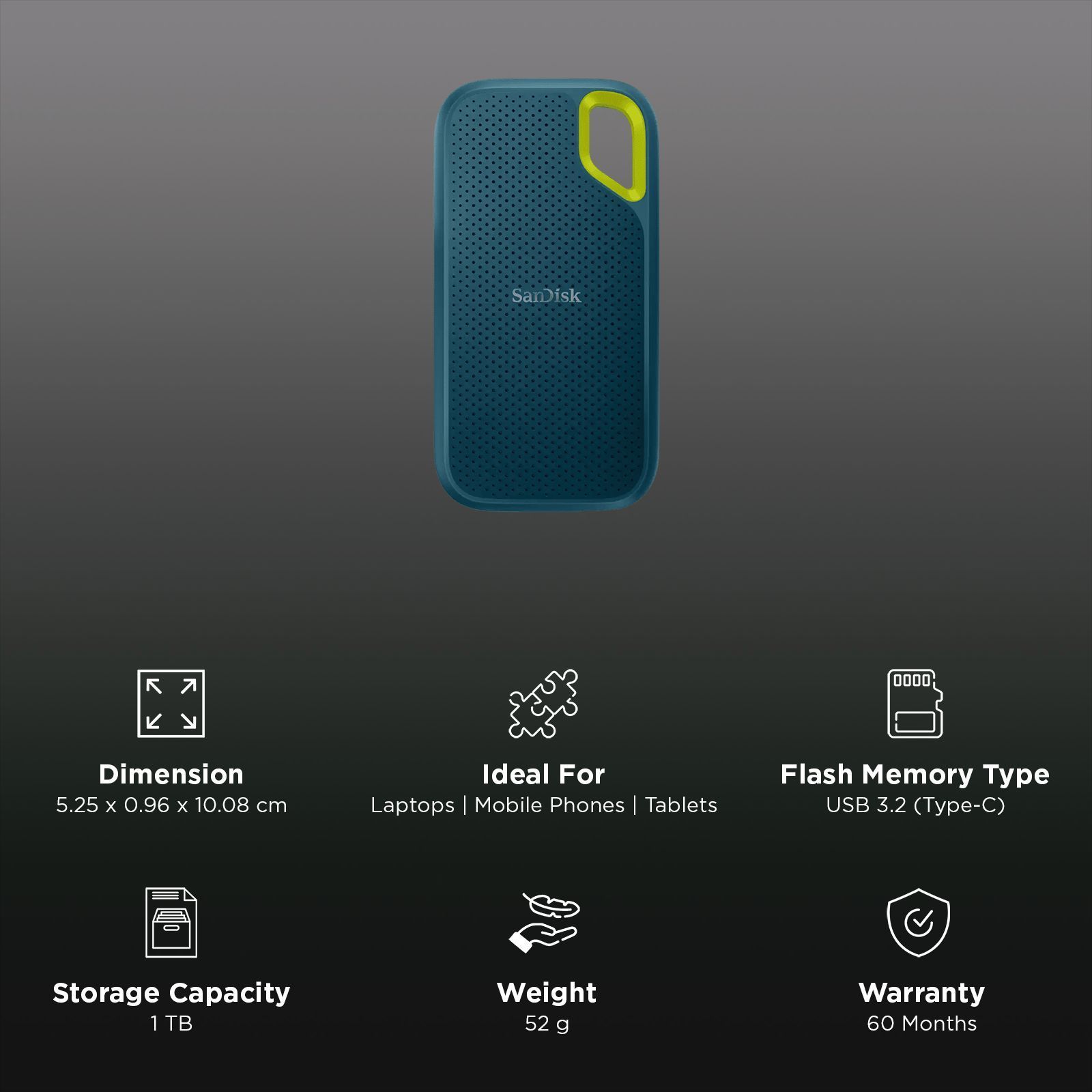 Buy SanDisk Extreme 1 TB USB Type-C (3.2) Portable Solid State